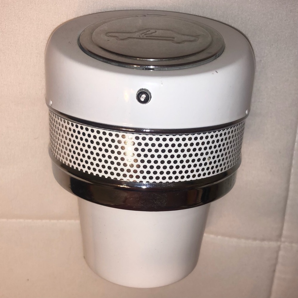 White Portable Ashtray fits in car cup holder